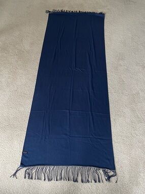 Melifluos Navy Blue Fringed Scarf / Wrap 72” x 28”